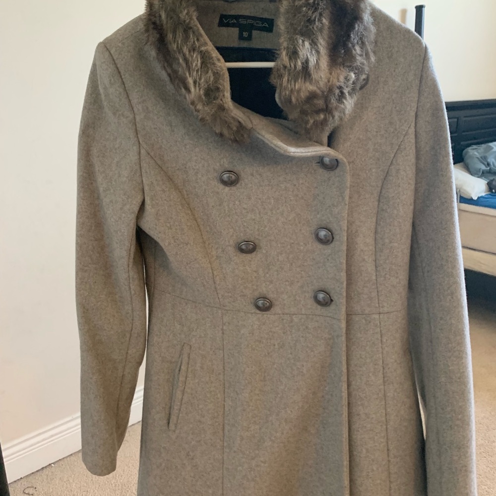 Classic grey wool winter coat.